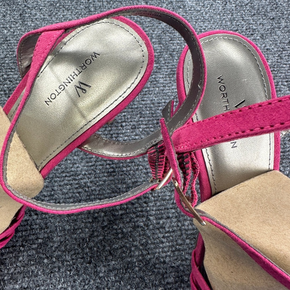 Worthington Strappy Stiletto Sandals Fuchsia Pink Boomer Open Heels Barbiecore - Picture 5 of 6